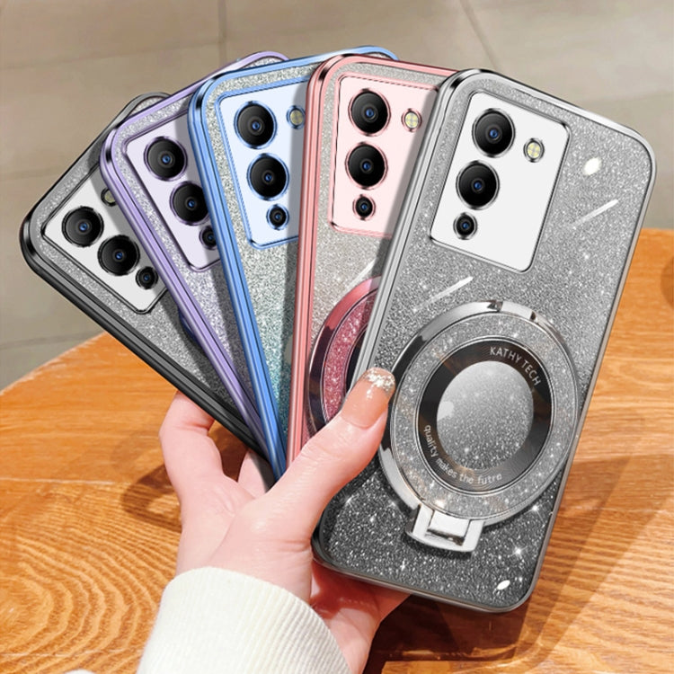 For Infinix Note 12 G96 Plated Gradient Glitter Round Holder TPU Phone Case
