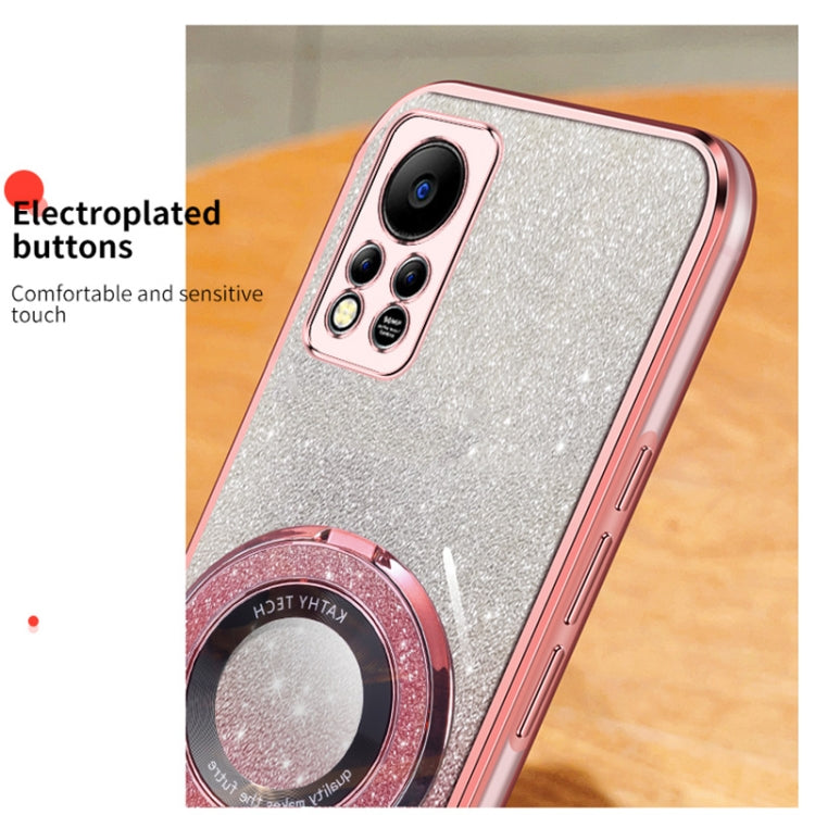 For Infinix Hot 11s NFC Plated Gradient Glitter Round Holder TPU Phone Case