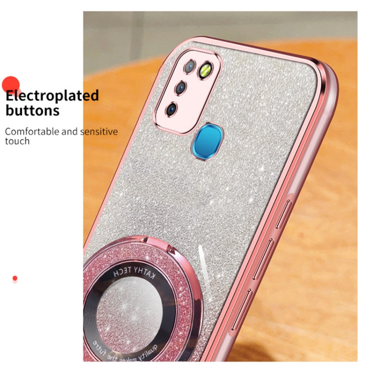 For Infinix Smart 5 Plated Gradient Glitter Round Holder TPU Phone Case