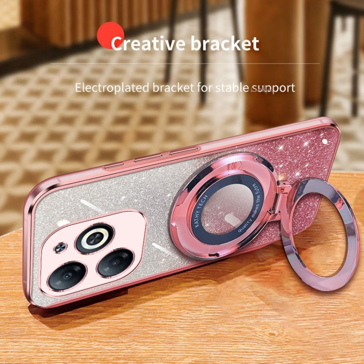 For Infinix Hot 40i Plated Gradient Glitter Round Holder TPU Phone Case
