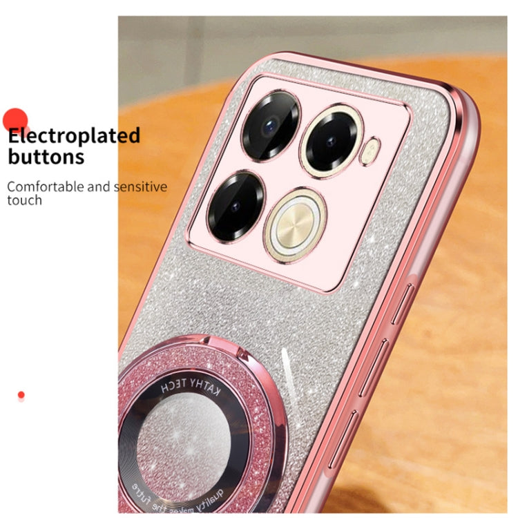 For Infinix Note 40 Pro 5G Plated Gradient Glitter Round Holder TPU Phone Case