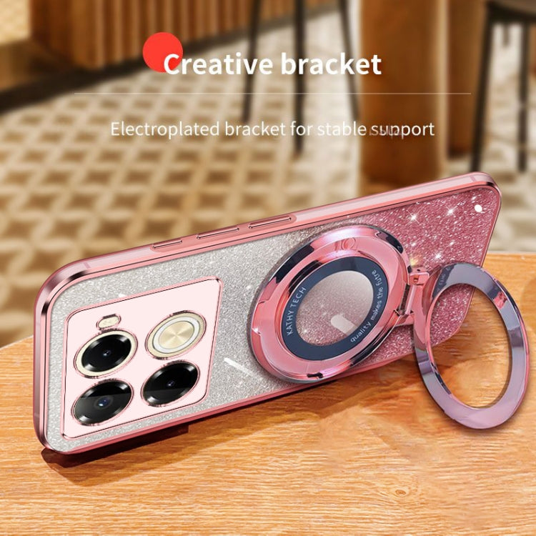 For Infinix Note 40 Pro 5G Plated Gradient Glitter Round Holder TPU Phone Case