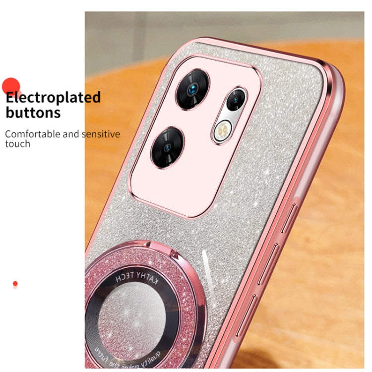 For Infinix Zero 30 4G Plated Gradient Glitter Round Holder TPU Phone Case
