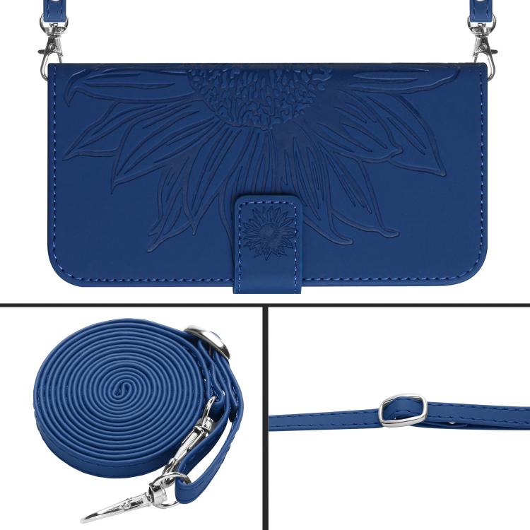 For Samsung Galaxy A37 5G Skin Feel Sun Flower Embossed Flip Leather Phone Case with Lanyard