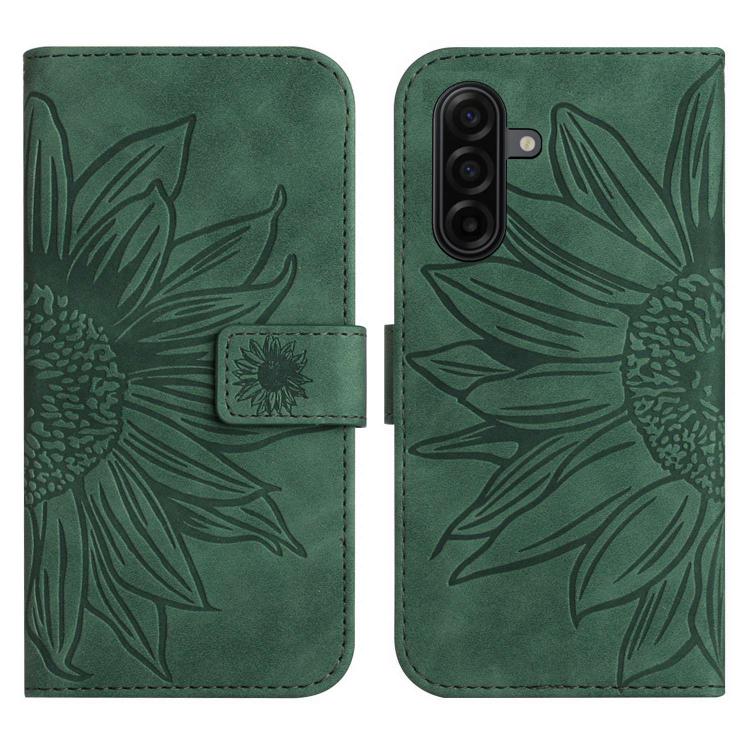 For Samsung Galaxy A37 5G Skin Feel Sun Flower Embossed Flip Leather Phone Case with Lanyard