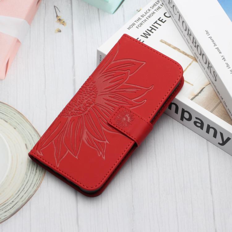 For Samsung Galaxy A57 5G Skin Feel Sun Flower Embossed Flip Leather Phone Case with Lanyard