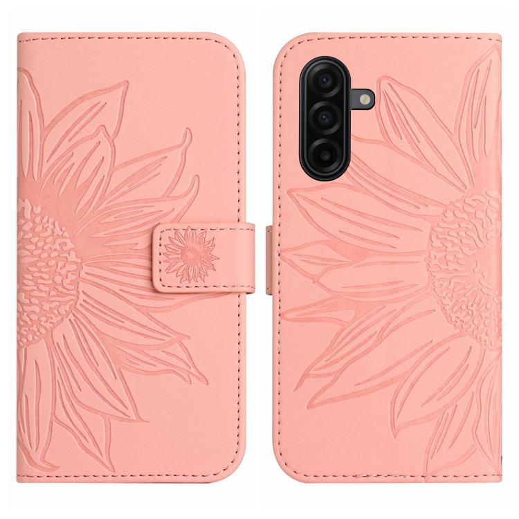 For Samsung Galaxy A57 5G Skin Feel Sun Flower Embossed Flip Leather Phone Case with Lanyard