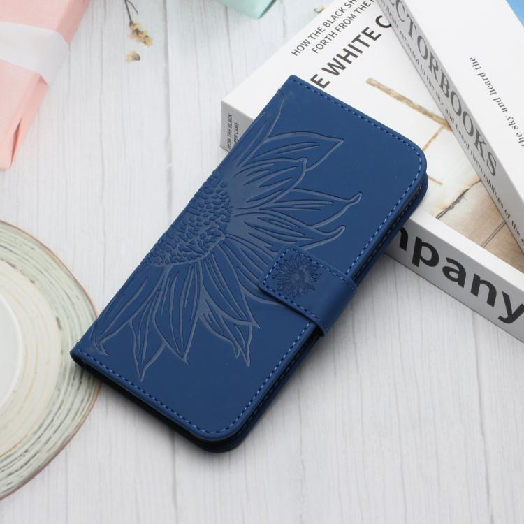 For Samsung Galaxy A57 5G Skin Feel Sun Flower Embossed Flip Leather Phone Case with Lanyard
