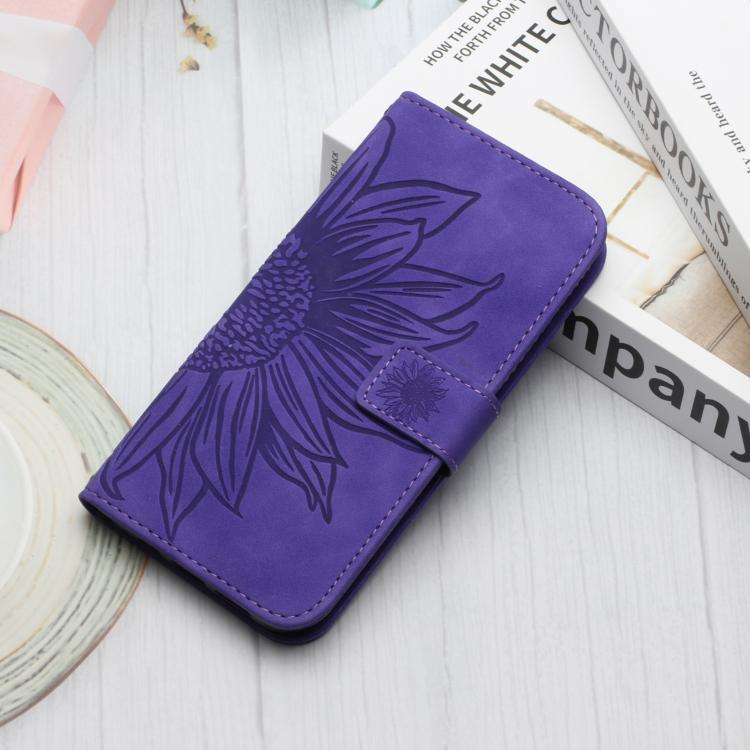 For Samsung Galaxy A57 5G Skin Feel Sun Flower Embossed Flip Leather Phone Case with Lanyard