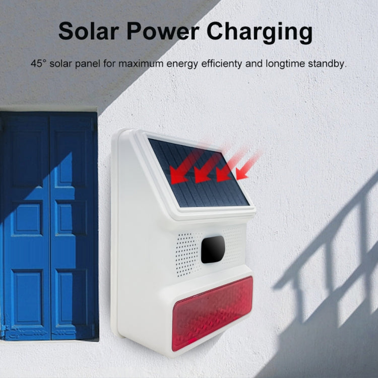 PE-523 Solar Powered Wireless Sound and Light Strobe Siren - White