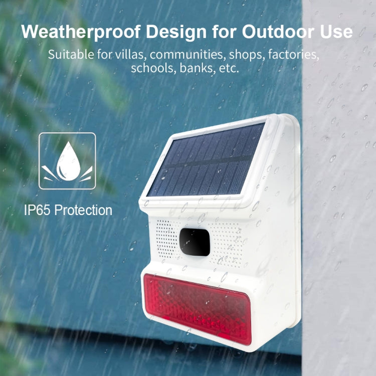 PE-523 Solar Powered Wireless Sound and Light Strobe Siren - White