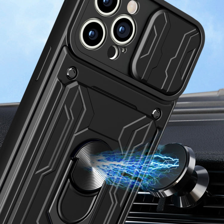 For iPhone 15 Pro Max Sliding Camshield TPU+PC Phone Case with Card Slot