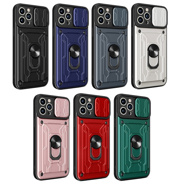For iPhone 15 Pro Max Sliding Camshield TPU+PC Phone Case with Card Slot