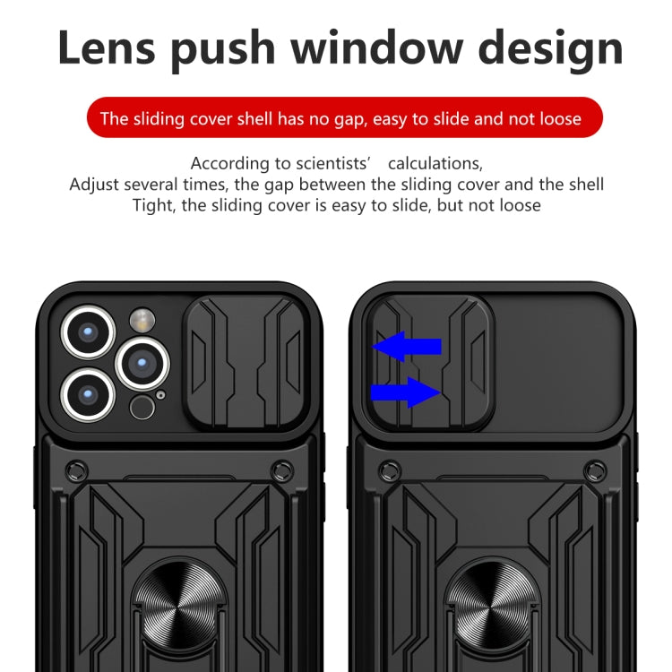For iPhone 15 Pro Max Sliding Camshield TPU+PC Phone Case with Card Slot