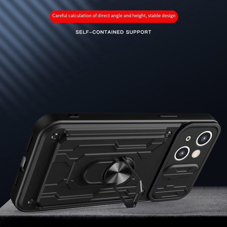 For iPhone 15 Plus Sliding Camshield TPU+PC Phone Case with Card Slot