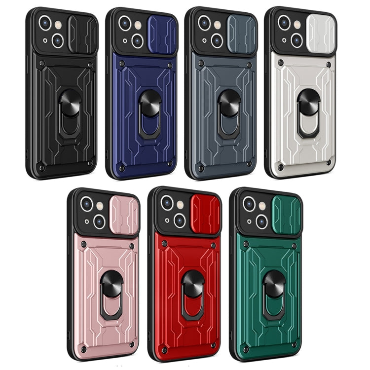 For iPhone 15 Plus Sliding Camshield TPU+PC Phone Case with Card Slot