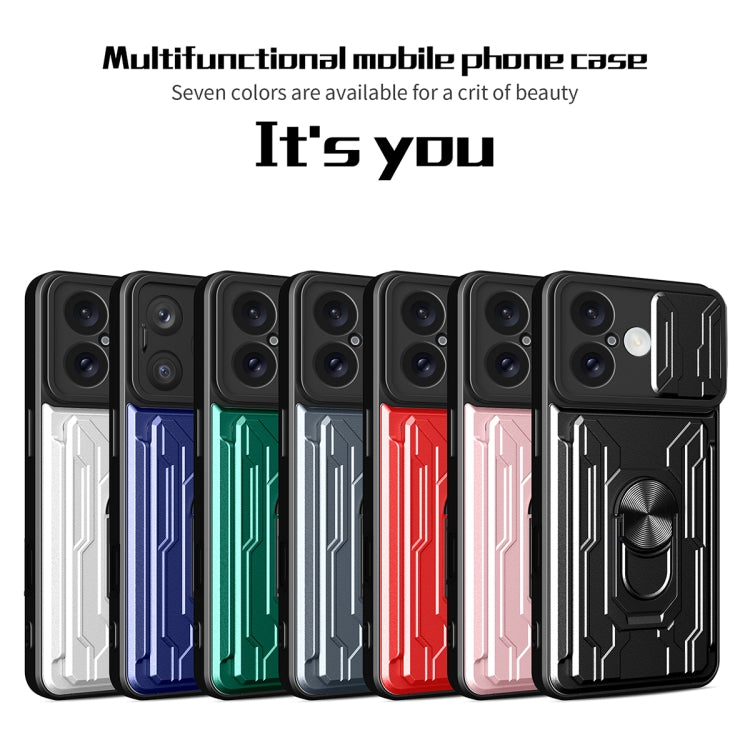 For iPhone 16 Sliding Camshield TPU+PC Phone Case with Card Slot