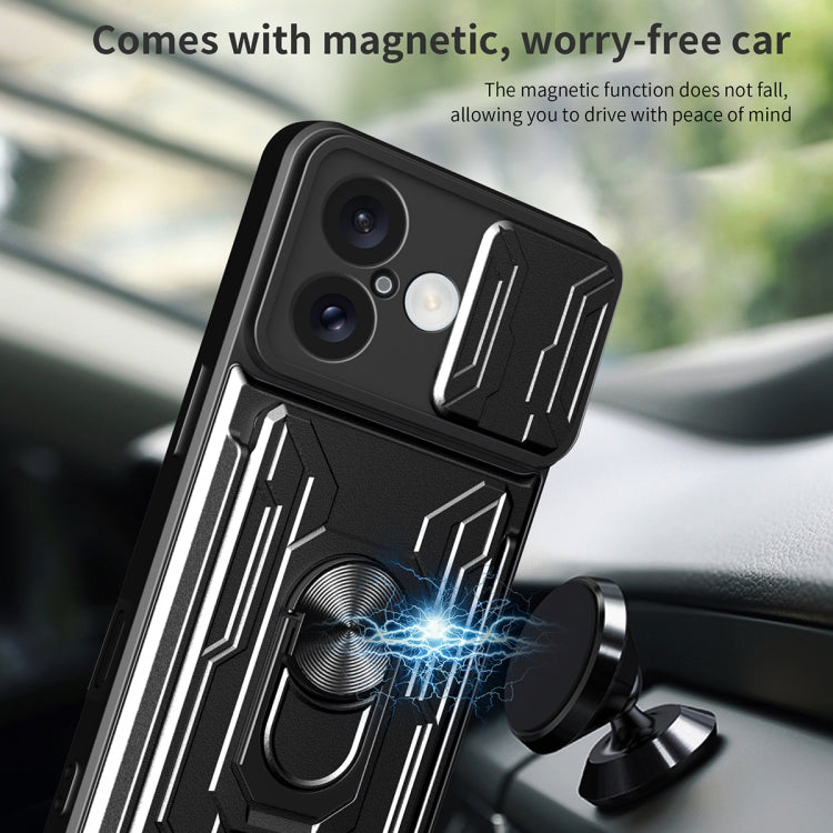 For iPhone 16 Sliding Camshield TPU+PC Phone Case with Card Slot