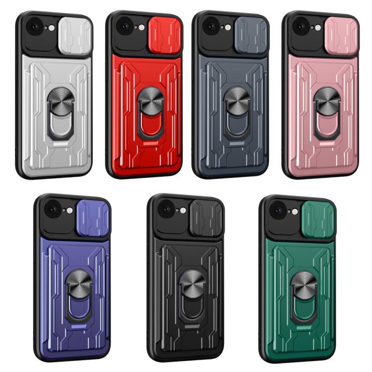 For iPhone 17e / 16e Sliding Camshield TPU+PC Phone Case with Card Slot
