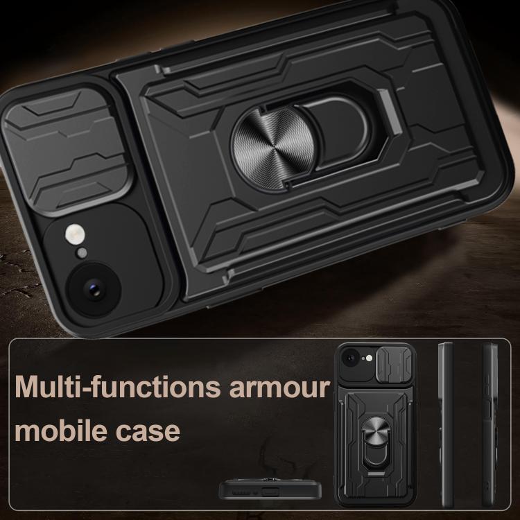 For iPhone 17e / 16e Sliding Camshield TPU+PC Phone Case with Card Slot