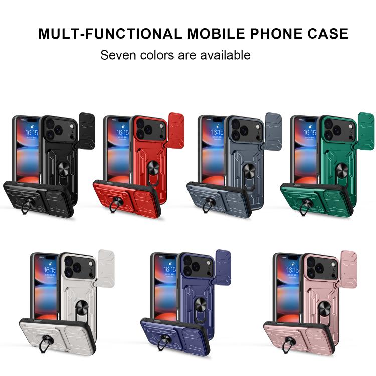 For iPhone 17 Pro Max Sliding Camshield TPU+PC Phone Case with Card Slot