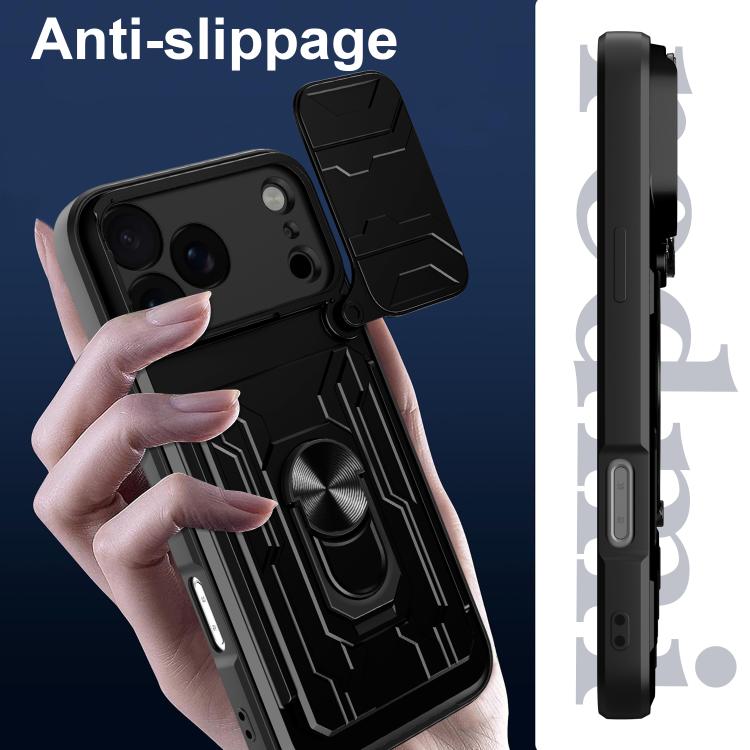 For iPhone 17 Pro Max Sliding Camshield TPU+PC Phone Case with Card Slot