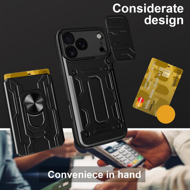 For iPhone 17 Pro Max Sliding Camshield TPU+PC Phone Case with Card Slot