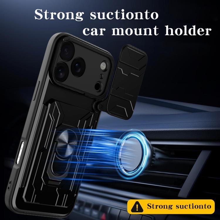 For iPhone 17 Pro Max Sliding Camshield TPU+PC Phone Case with Card Slot