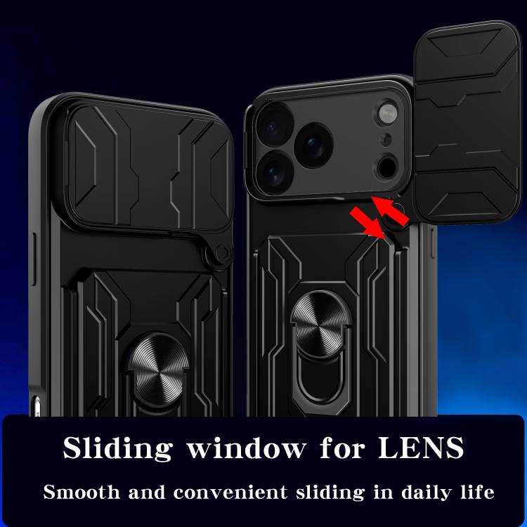 For iPhone 17 Pro Max Sliding Camshield TPU+PC Phone Case with Card Slot