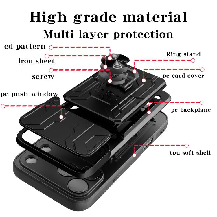 For iPhone 17 Pro Max Sliding Camshield TPU+PC Phone Case with Card Slot