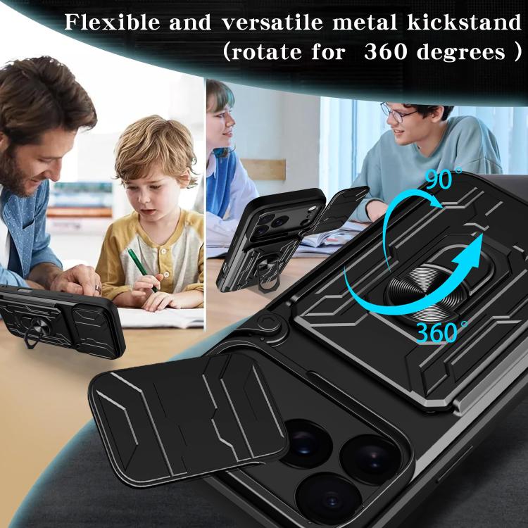 For iPhone 17 Pro Max Sliding Camshield TPU+PC Phone Case with Card Slot