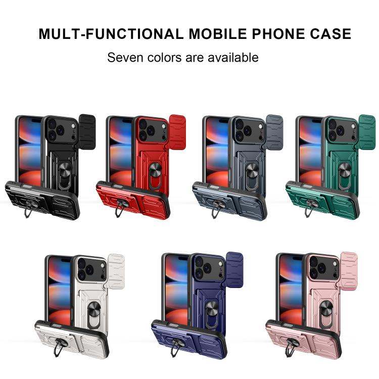 For iPhone 17 Pro Sliding Camshield TPU+PC Phone Case with Card Slot