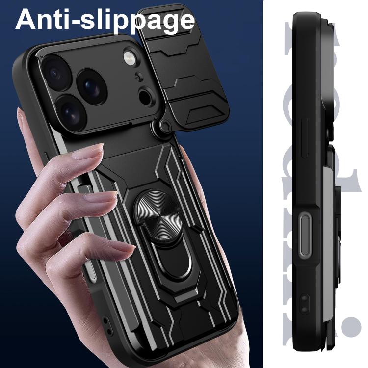 For iPhone 17 Pro Sliding Camshield TPU+PC Phone Case with Card Slot