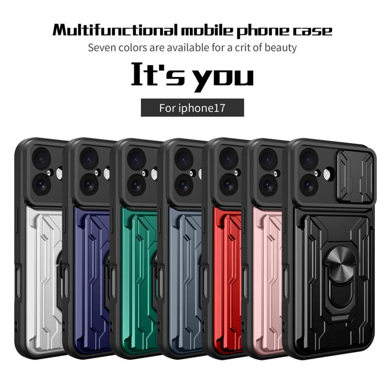For iPhone 17 Sliding Camshield TPU+PC Phone Case with Card Slot