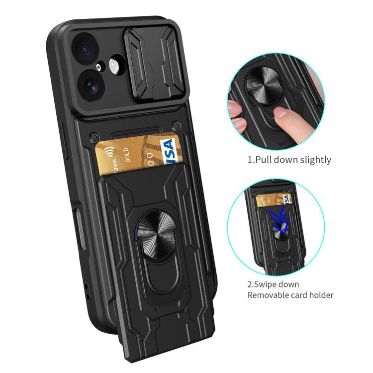 For iPhone 17 Sliding Camshield TPU+PC Phone Case with Card Slot