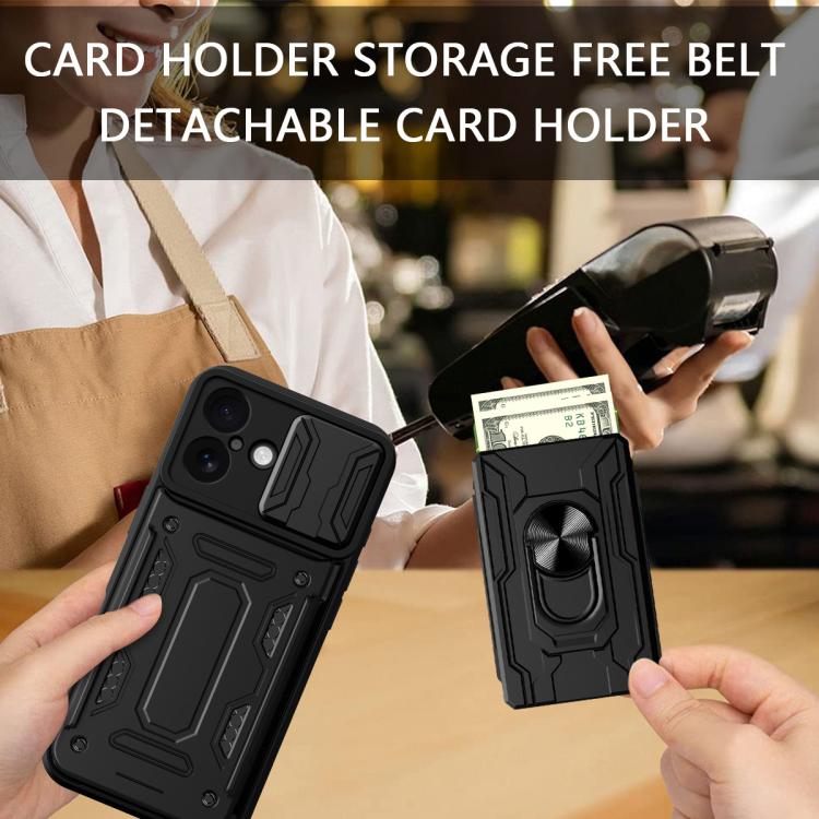For iPhone 17 Sliding Camshield TPU+PC Phone Case with Card Slot