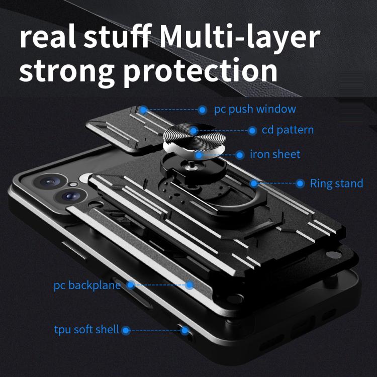 For iPhone 17 Sliding Camshield TPU+PC Phone Case with Card Slot