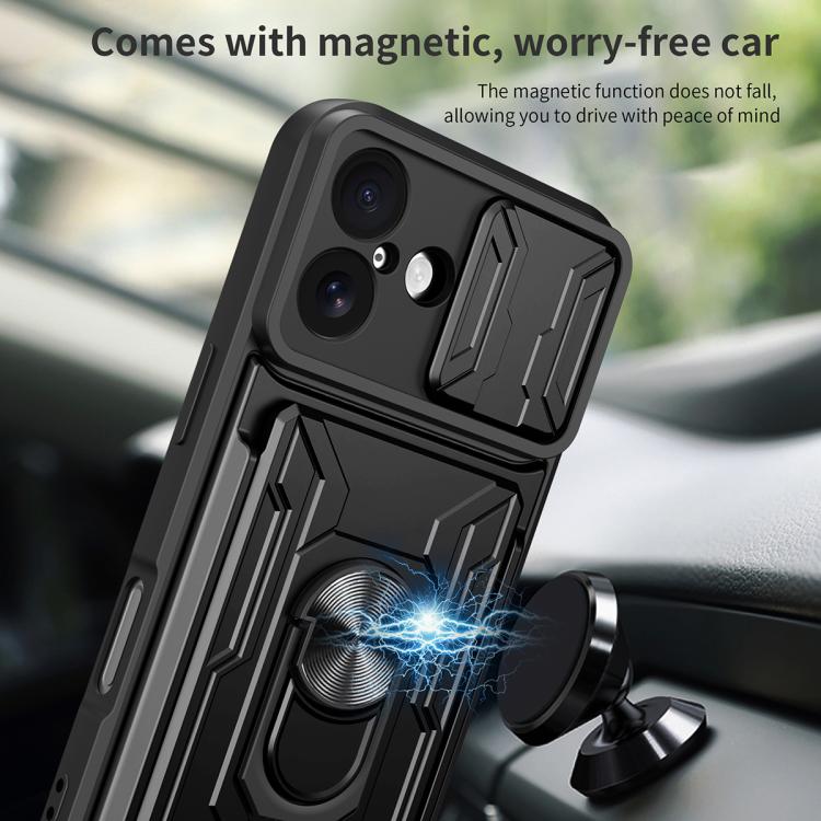 For iPhone 17 Sliding Camshield TPU+PC Phone Case with Card Slot