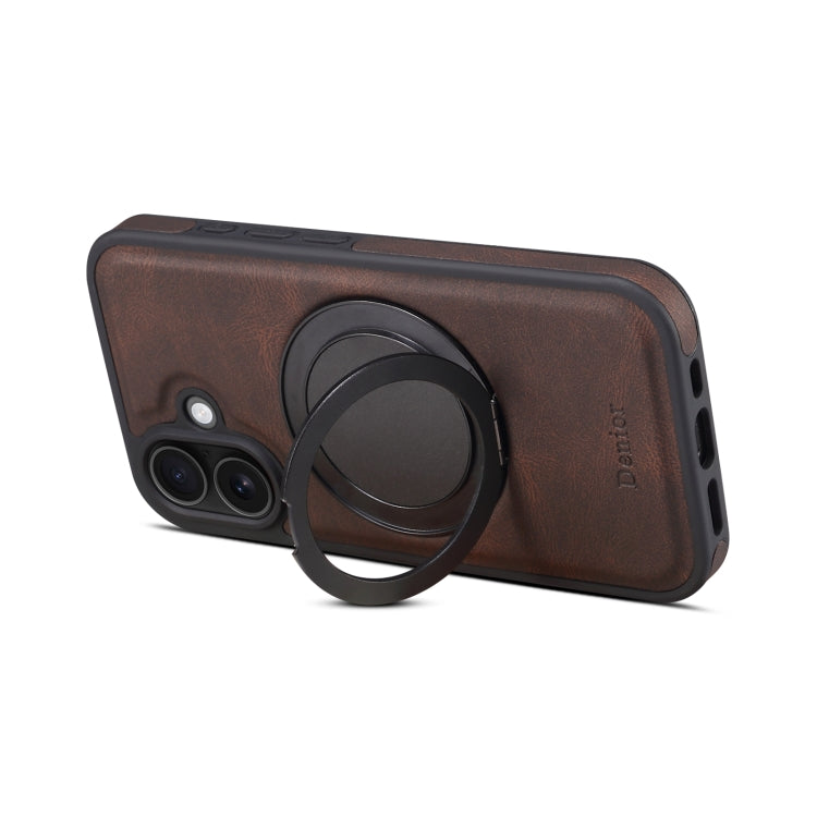 For iPhone 16 Plus Denior A14 Skin Feel Rotating Holder MagSafe Phone Case
