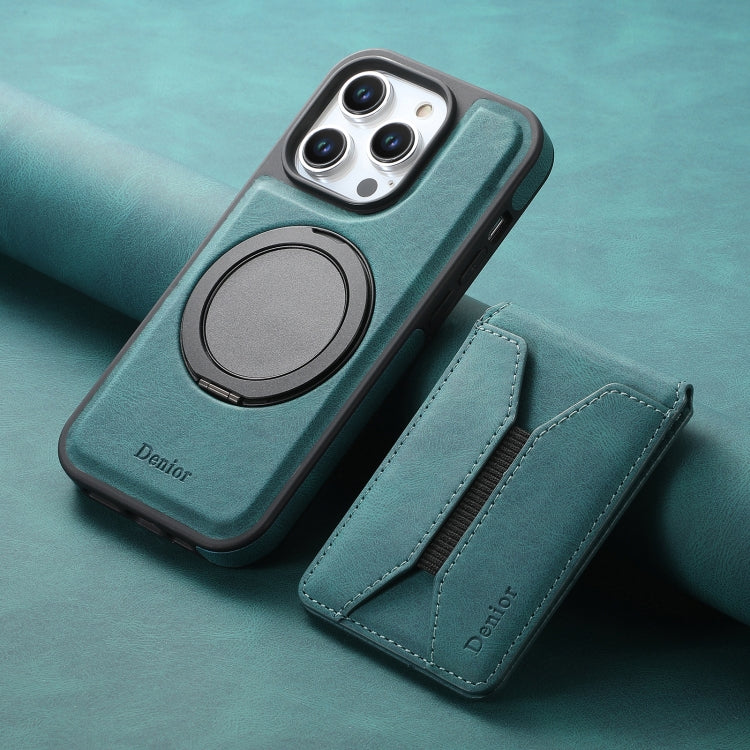 For iPhone 12 Pro Max Denior D18 Skin Feel Rotating Holder MagSafe Detachable Card Slot Phone Case