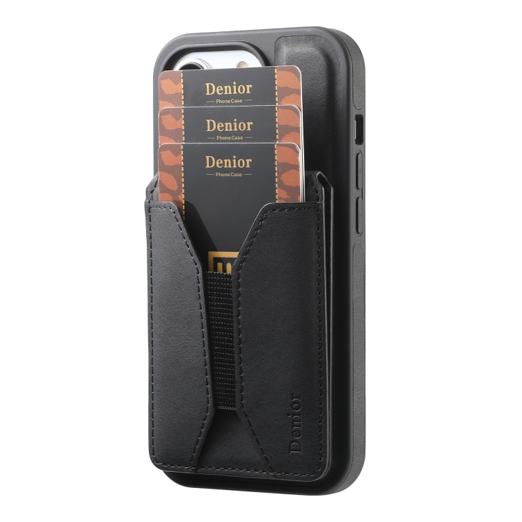 For iPhone 12 Pro Max Denior D18 Skin Feel Rotating Holder MagSafe Detachable Card Slot Phone Case