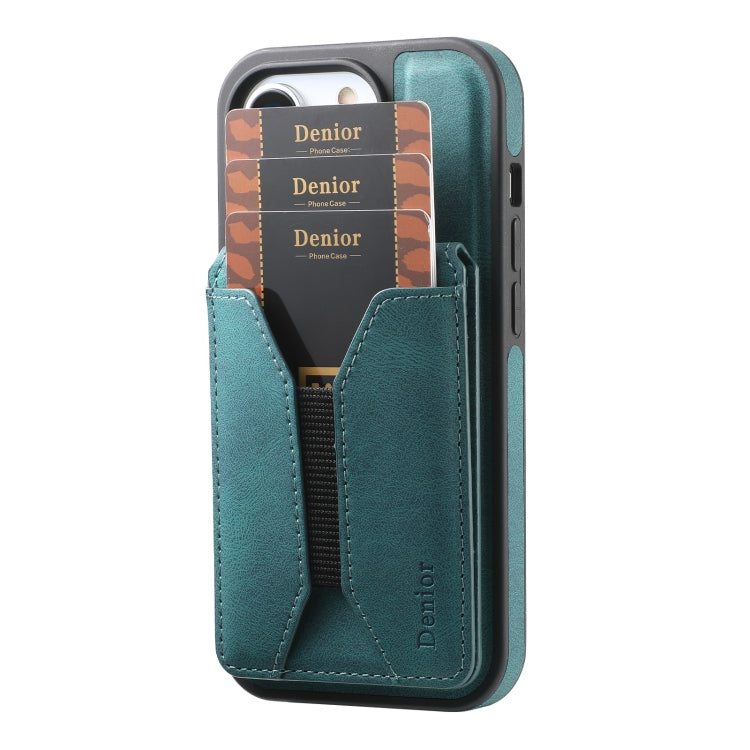 For iPhone 14 Pro Max Denior D18 Skin Feel Rotating Holder MagSafe Detachable Card Slot Phone Case