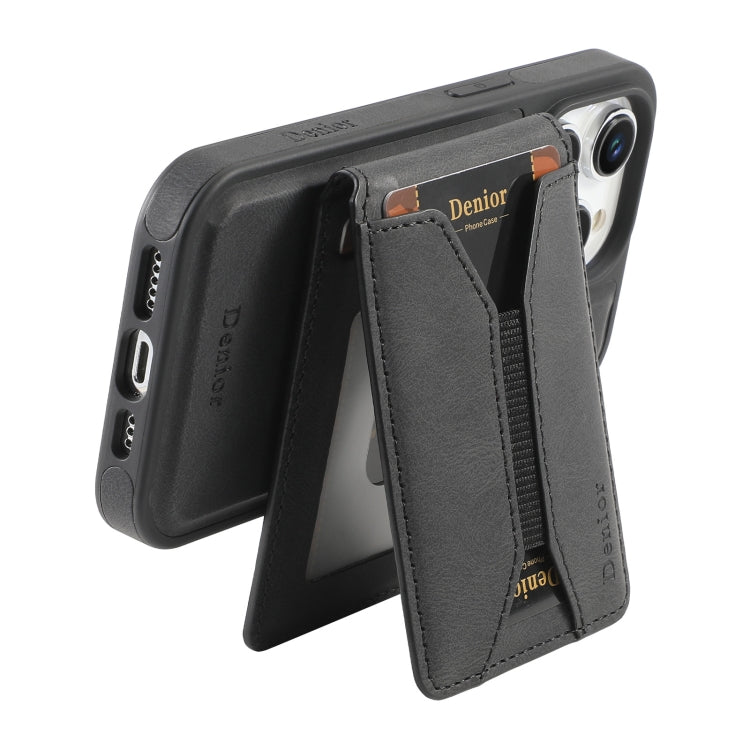 For iPhone 16 Pro Max Denior D18 Skin Feel Rotating Holder MagSafe Detachable Card Slot Phone Case