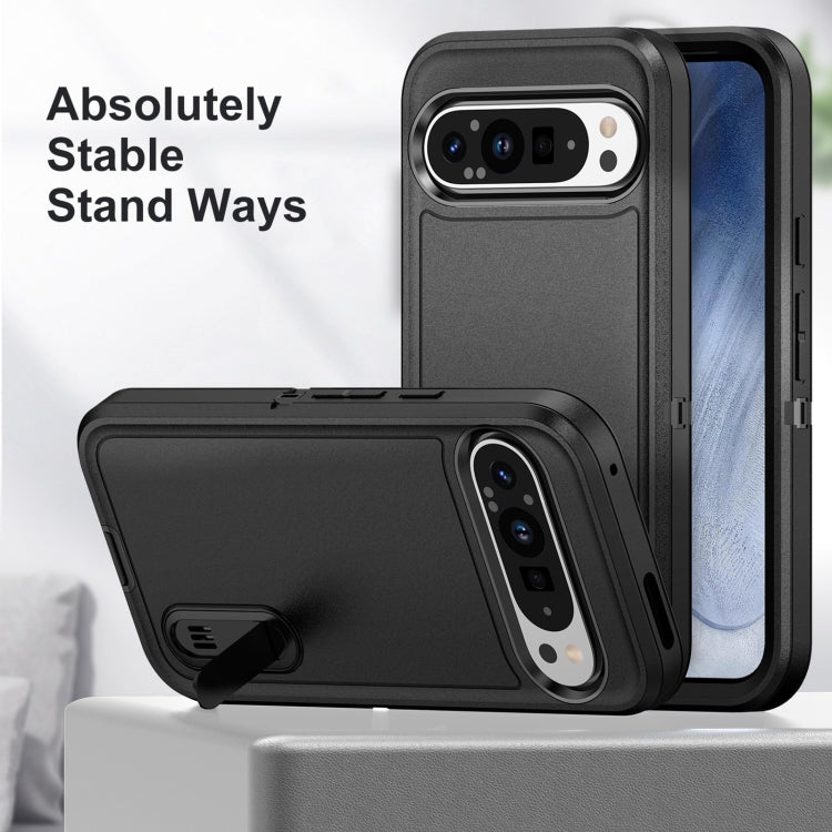 For Google Pixel 9 Pro Rugged PC + Silicone Phone Case with Holder