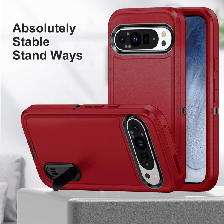 For Google Pixel 9 Pro Rugged PC + Silicone Phone Case with Holder