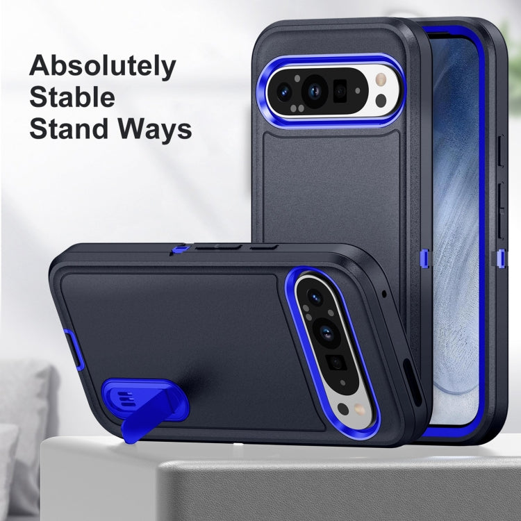 For Google Pixel 9 Pro Rugged PC + Silicone Phone Case with Holder