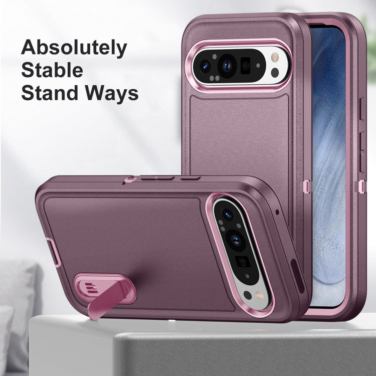For Google Pixel 9 Pro Rugged PC + Silicone Phone Case with Holder