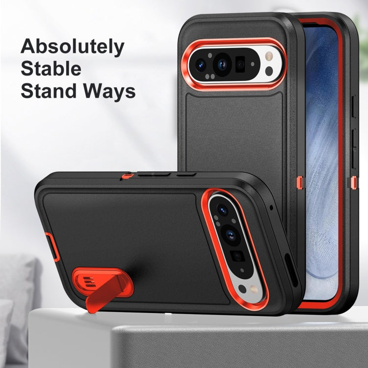 For Google Pixel 9 Rugged PC + Silicone Phone Case with Holder