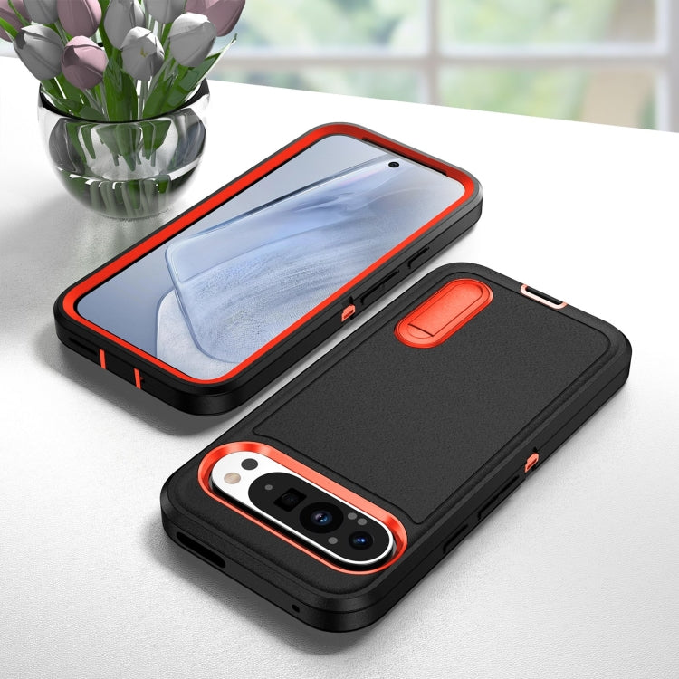For Google Pixel 9 Rugged PC + Silicone Phone Case with Holder