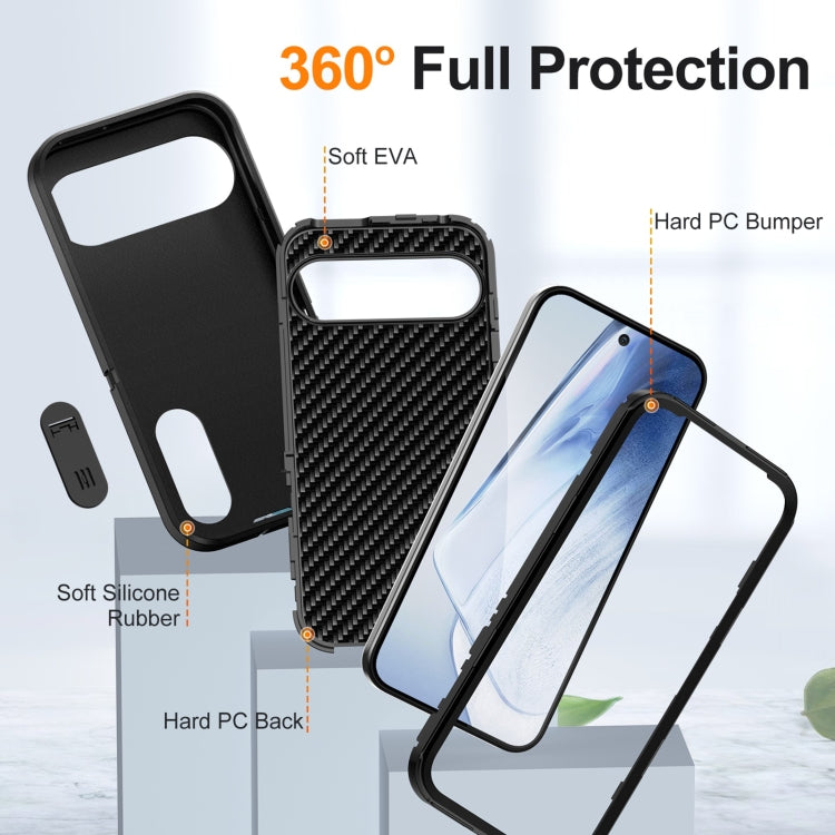 For Google Pixel 9 Rugged PC + Silicone Phone Case with Holder